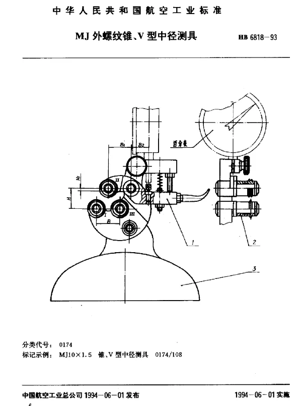 HB 6818-1993 MJ外螺纹锥、V型中径测具