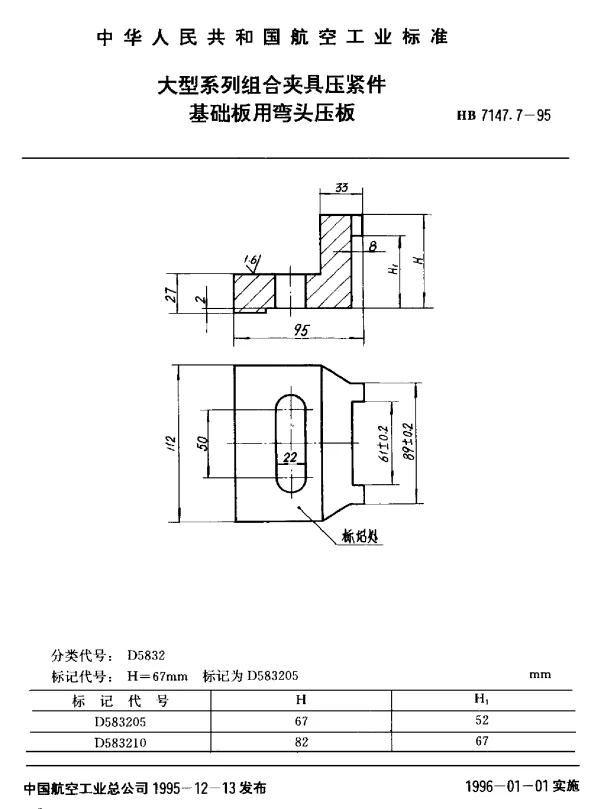 HB 7147.7-1995 大型系列组合夹具压紧件 基础板用弯头压板