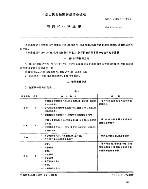 FZT 91006-1995 电镀和化学涂覆