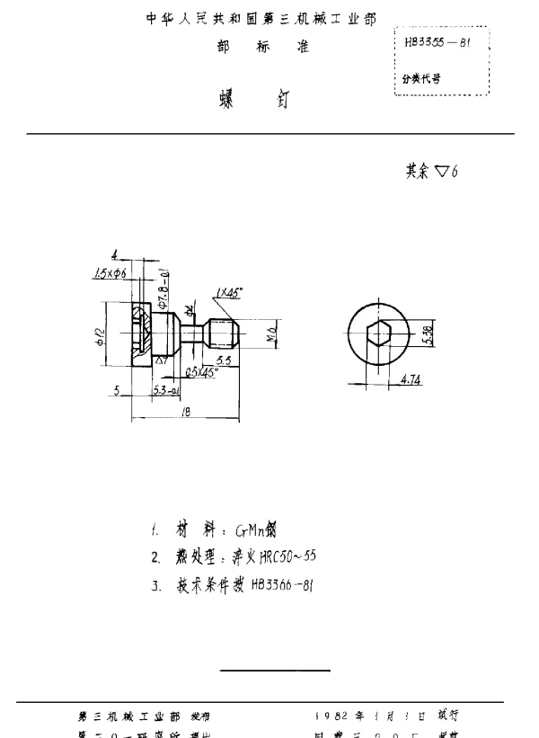 HB 3355-1981 螺钉