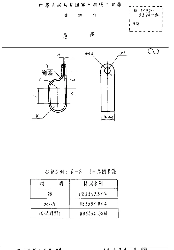 HB 5592~5594-1980 箍带