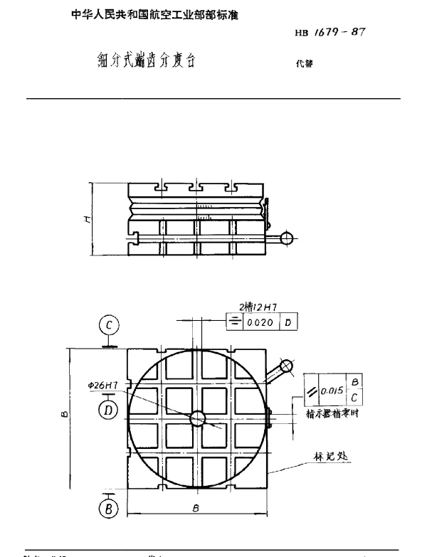 HB 1679-1987 细分式端齿分度台