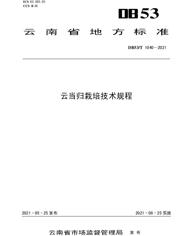 DB53T1040-2021 云当归栽培技术规程
