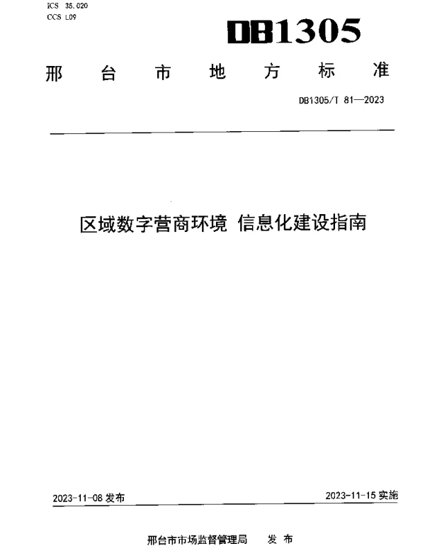 DB1305T 81-2023 区域数字营商环境 信息化建设指南