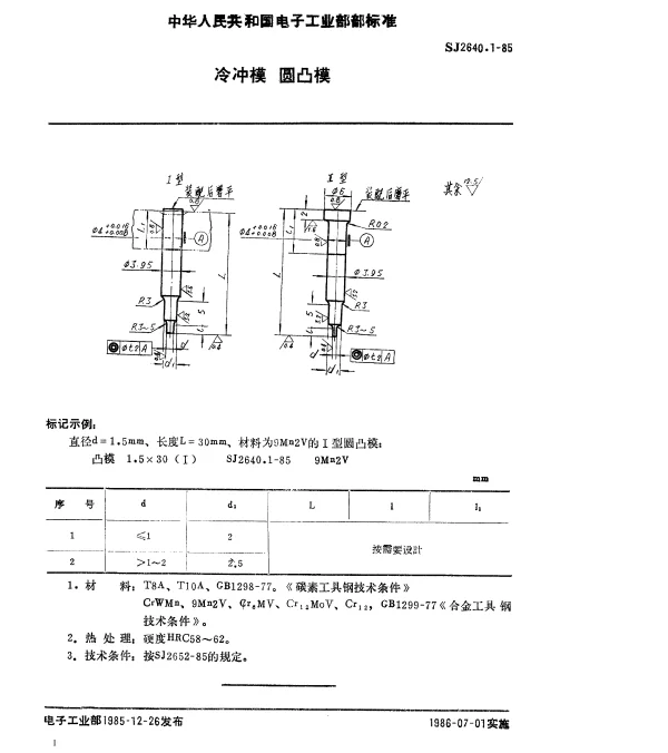 SJ 2640.1-1985 冷冲模.圆凸模