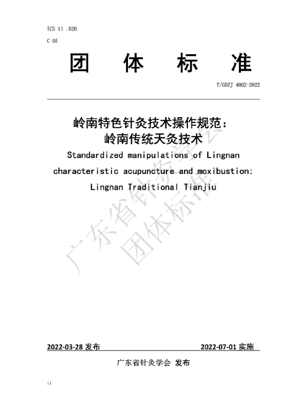 TGDZJ 4002-2022 岭南特色针灸技术操作规范：岭南传统天灸技术