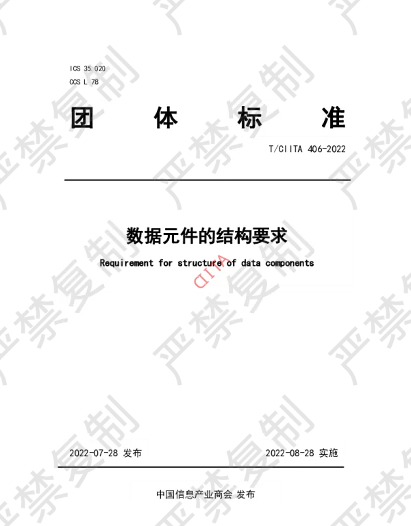 TCIITA 406-2022 数据元件的结构要求