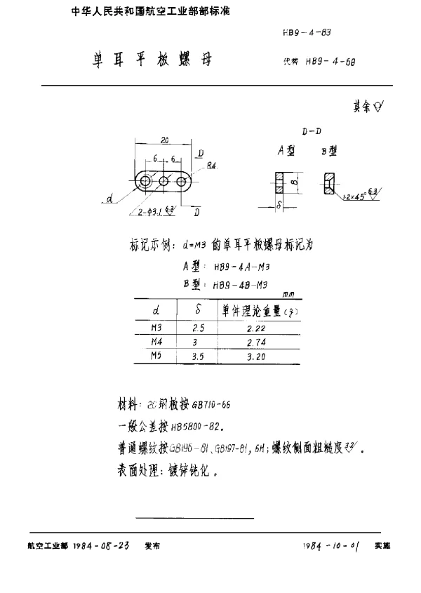 HB 9-4-1983 单耳平板螺母