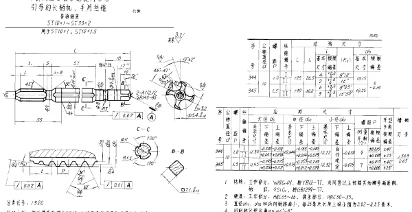 HB 4255-1989 安装钢丝螺套不通孔用带后引导的长柄机、手用丝锥 普通钢用 ST10×1~ST33×2