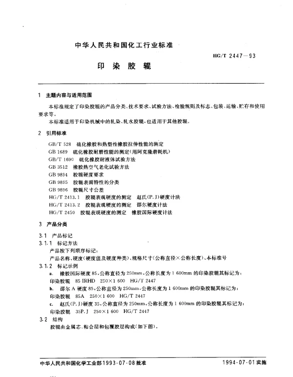 HGT 2447-1993 印染胶辊
