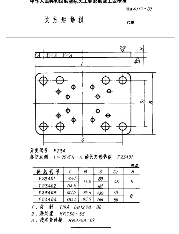 HB 4312-1989 长方形垫板