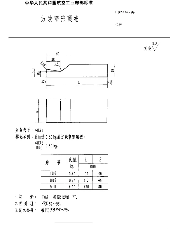 HB 3761-1986 方块窄形顶把