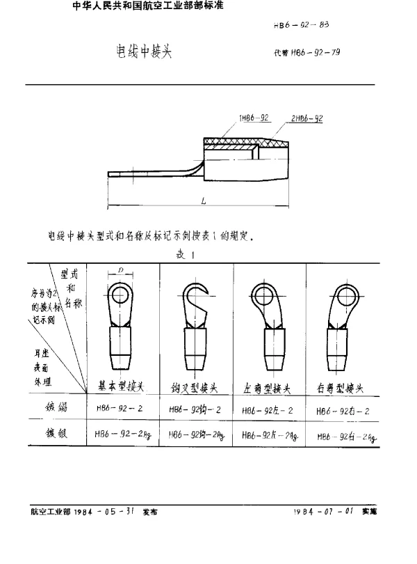 HB 6-92-1983 电线中接头
