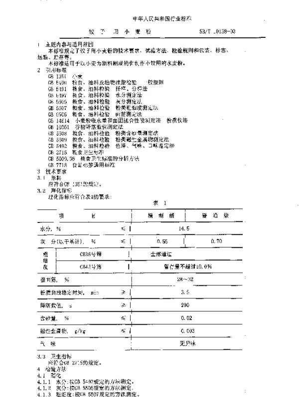 SBT 10138-1993 饺子用小麦粉