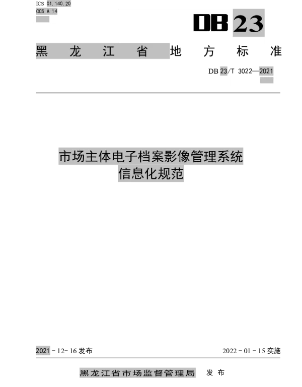 DB23T 3022—2021 市场主体电子档案影像管理系统信息化规范