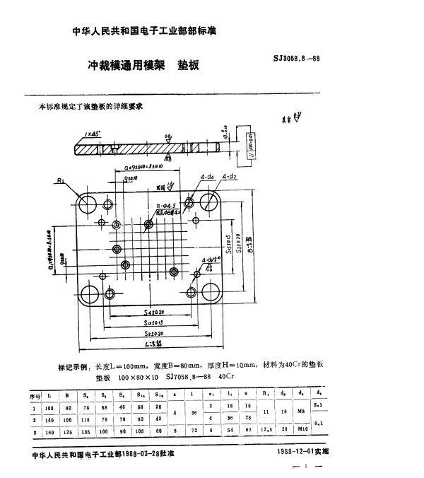 SJ 3058.8-1988 冲裁模通用模架.垫板