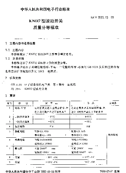 SJT 9561.13-1993 KND2型波动开关质量分等标准