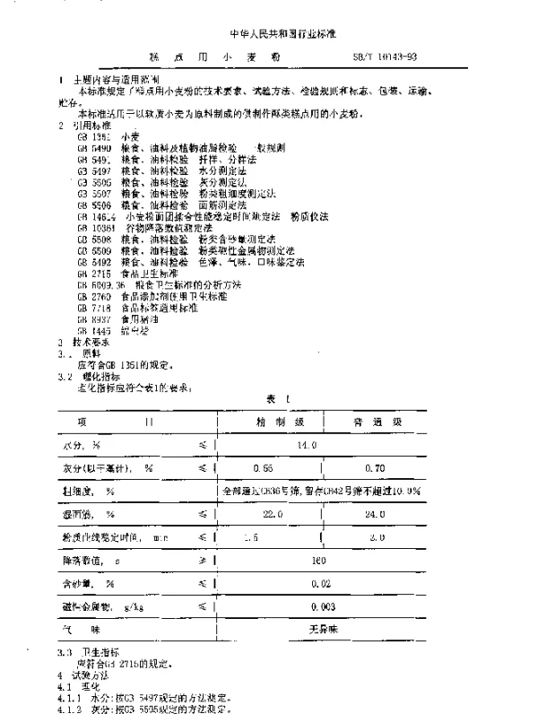 SBT 10143-1993 糕点用小麦粉