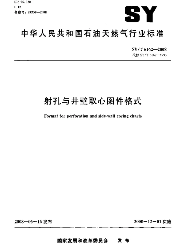 SYT 6162-2008 射孔与井壁取心图件格式