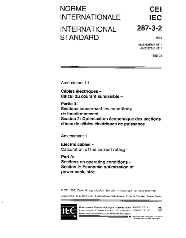 IEC 60287-3-2-1995 电缆电流定额的计算 第3部分 运行条件的章节第2节电力电缆尺寸最佳经济选择 英文