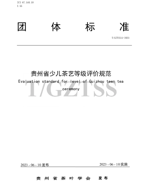 TGZTSS 11-2023 贵州省少儿茶艺等级评价规范