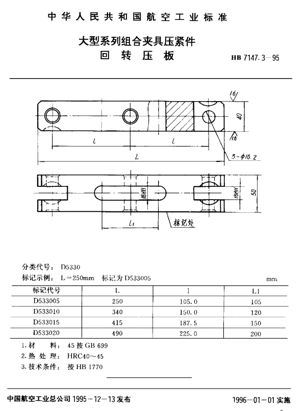 HB 7147.3-1995 大型系列组合夹具压紧件 回转压板
