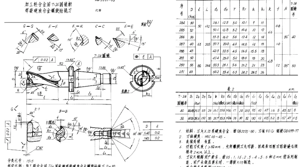HB 3866-1986 加工轻合金用7∶24圆锥柄焊接硬质合金螺旋钻铣刀
