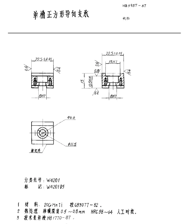 HB 3957-1987 单槽正方形导向支承