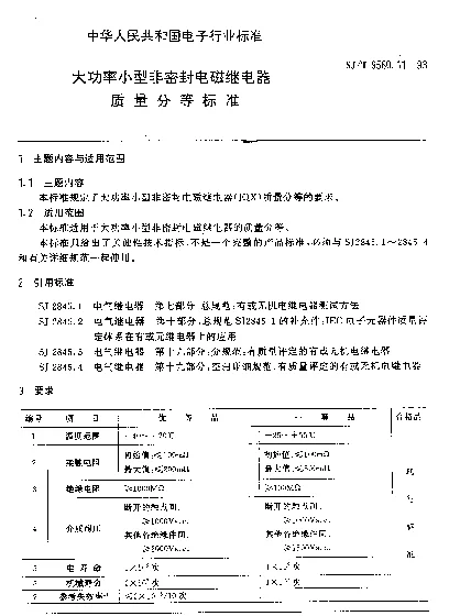 SJT 9560.11-1993 大功率小型非密封电磁继电器质量分等标准