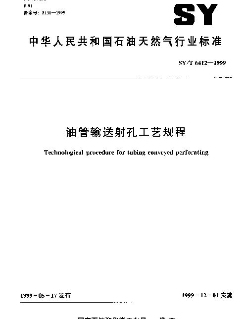 SYT 6412-1999 油管输送射孔工艺规程