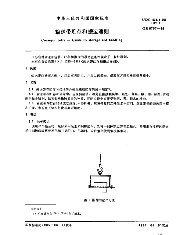 GB 6757-1986 输送带贮存和搬运通则