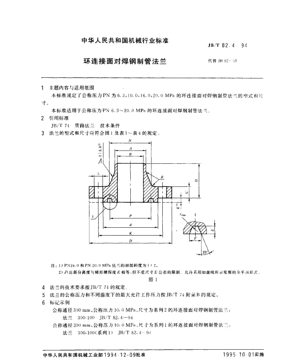 JBT 82.4-1994 环连接面对焊钢制管法兰