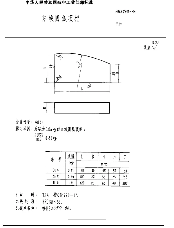 HB 3763-1986 方块圆弧顶把