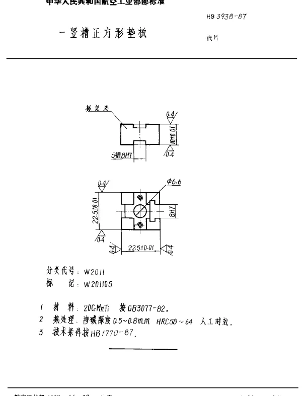 HB 3938-1987 一竖槽正方形垫板