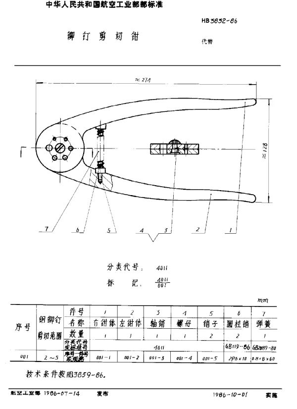 HB 3832-1986 铆钉剪切钳