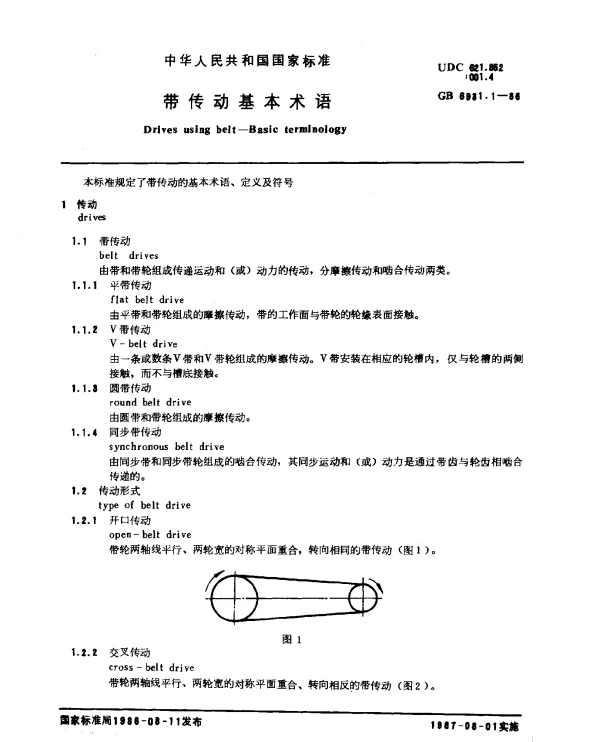 GB 6931.1-1986 带传动基本术语