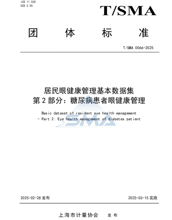 TSMA 0066-2025 居民眼健康管理基本数据集 第2部分：糖尿病患者眼健康管理