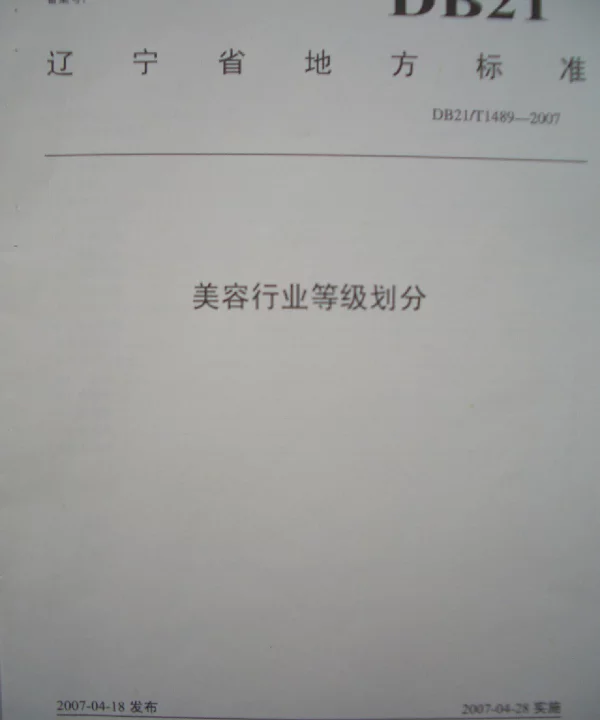 DB21T 1489-2007 美容行业等级划分