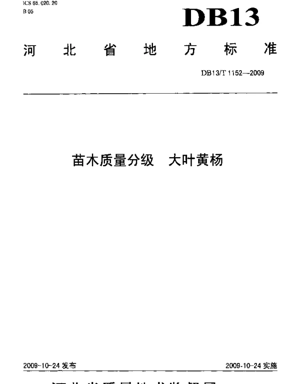 DB13T 1152-2009 苗木质量分级 大叶黄杨
