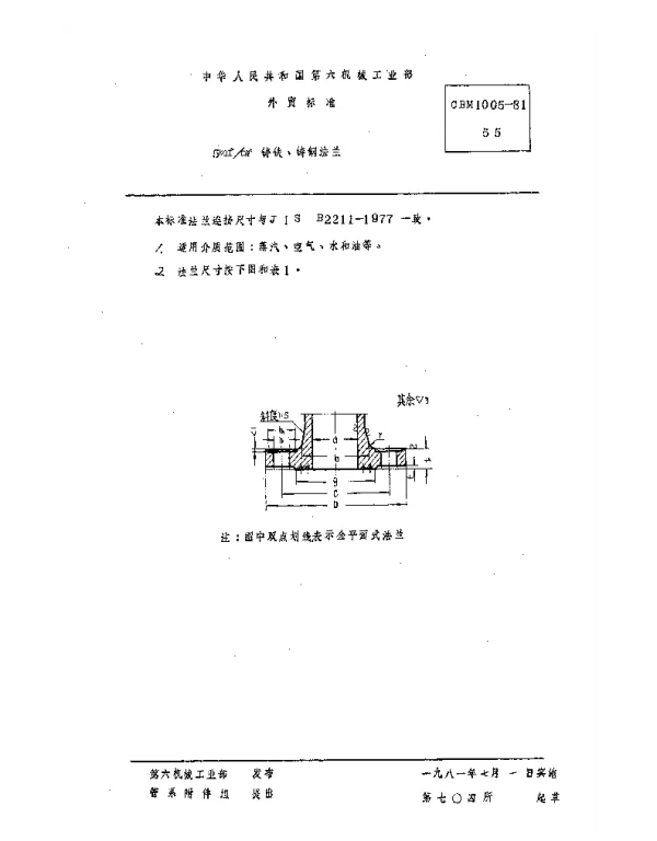 CBM 1005-1981 5kgfcm2铸铁、铸钢法兰