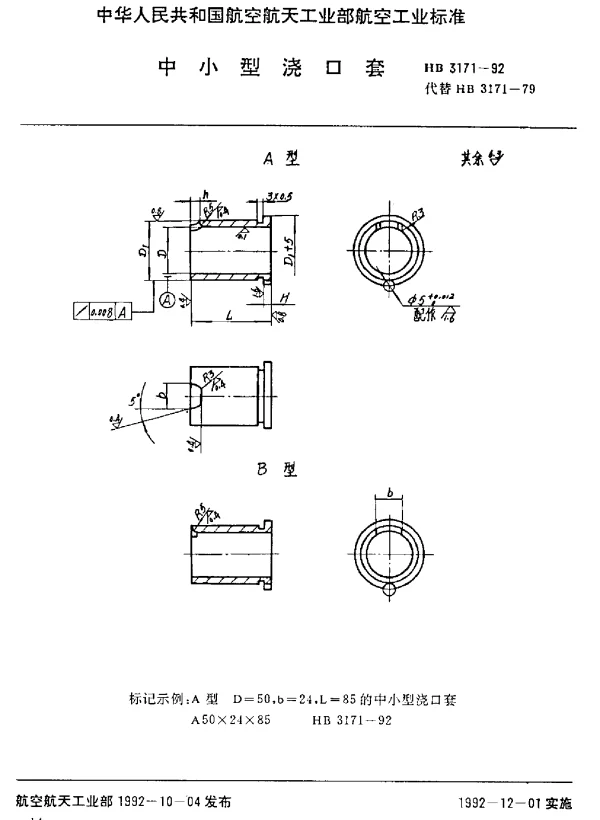 HB 3171-1992 中小型浇口套