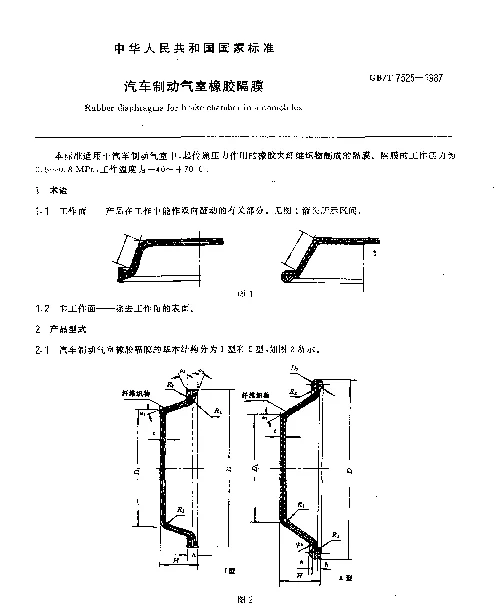 GBT 7525-1987 汽车制动气室橡胶隔膜