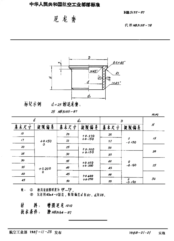 HB 3135-1987 尼龙套