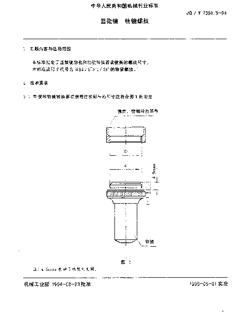 JBT 7398.3-1994 显微镜.物镜螺纹