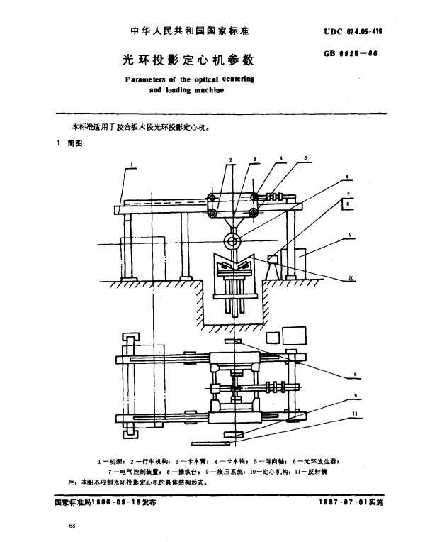GB 6925-1986 光环投影定心机参数