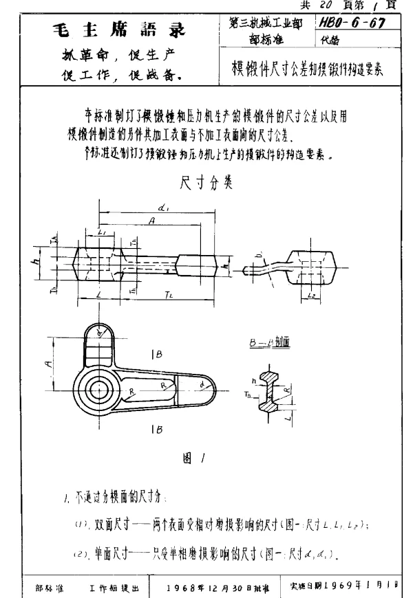 HB 0-6-1967 模锻件尺寸公差和模锻件构造要素