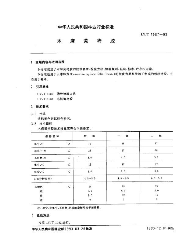 LYT 1087-1993 木麻黄栲胶