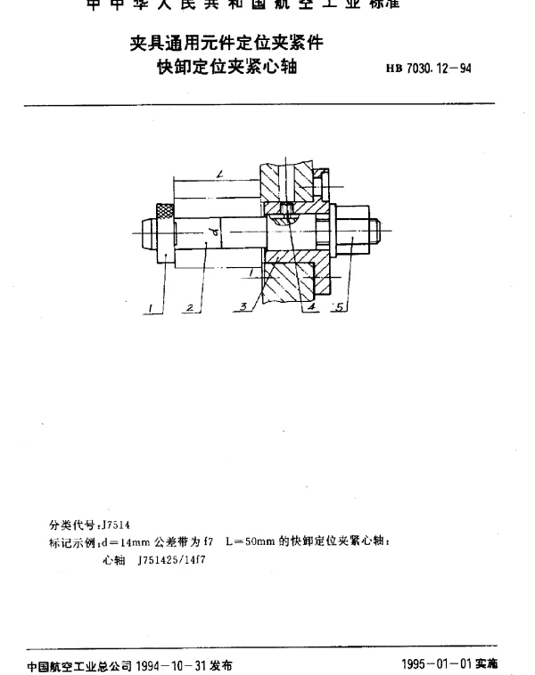 HB 7030.12-1994 夹具通用元件定位夹紧件.快卸定位夹紧心轴