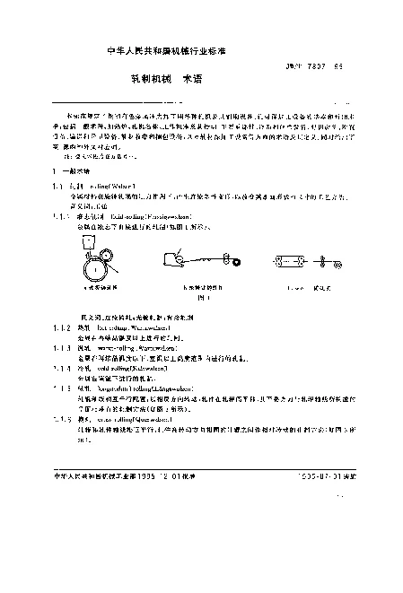 JBT 7807-1995 轧制机械 术语