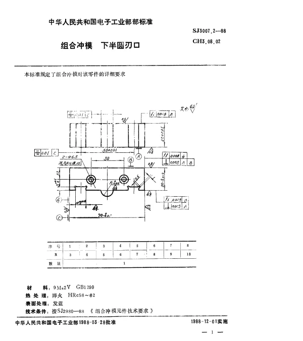 SJ 3007.2-1988 组合冲模.下半圆刃口